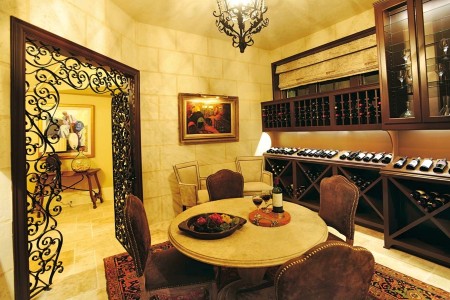 Wine Room http://www.kathleenevers.com/kitchen-with-glass-doors/